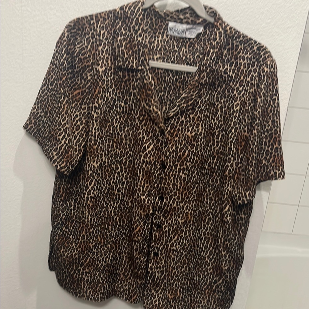 Liz Baker Brown Pajama Set with Animal Print